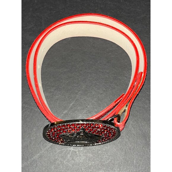 Red Rhinestone Crown Belt Buckle Genuine Leather Belt 30 In Sparkle Queen Jewels main image 4